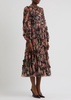 Midnight Dance floral-print tulle midi dress