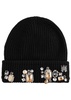 Crystal-embellished ribbed-knit beanie 