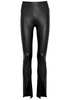 Split-hem faux leather leggings 