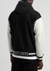 Logo hooded jersey varsity jacket 