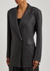 Double-breasted coated stretch-jersey blazer