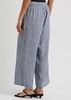 Striped wide-leg linen trousers