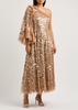 Falling Leaves one-shoulder sequin gown