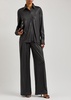 Coated stretch-jersey trousers