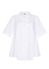 short sleeve side gathered top in cotton poplin