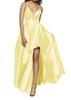 plunging neck strappy back high-low taffeta gown in yellow