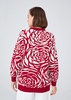 Rose Patterned Knitwear Fluffy Crew Neck Sweater  Red/Cream