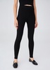 Rib Knitted High Waist Knitwear Leggings - Black