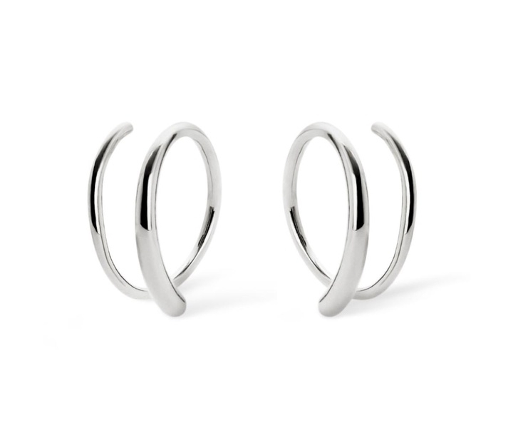 Double Hoop Earrings - Harley Silver