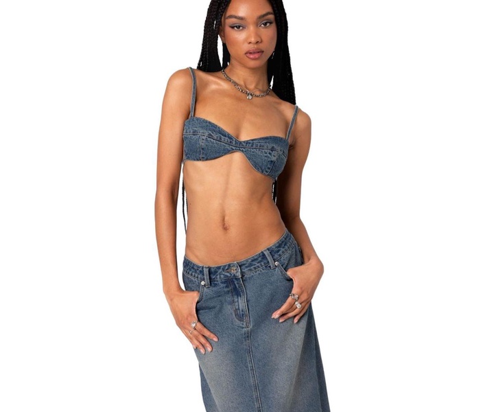 Women's Lassy Washed Denim Bralette