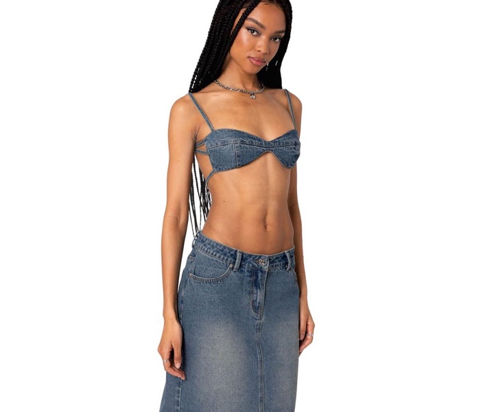 Women's Lassy Washed Denim Bralette