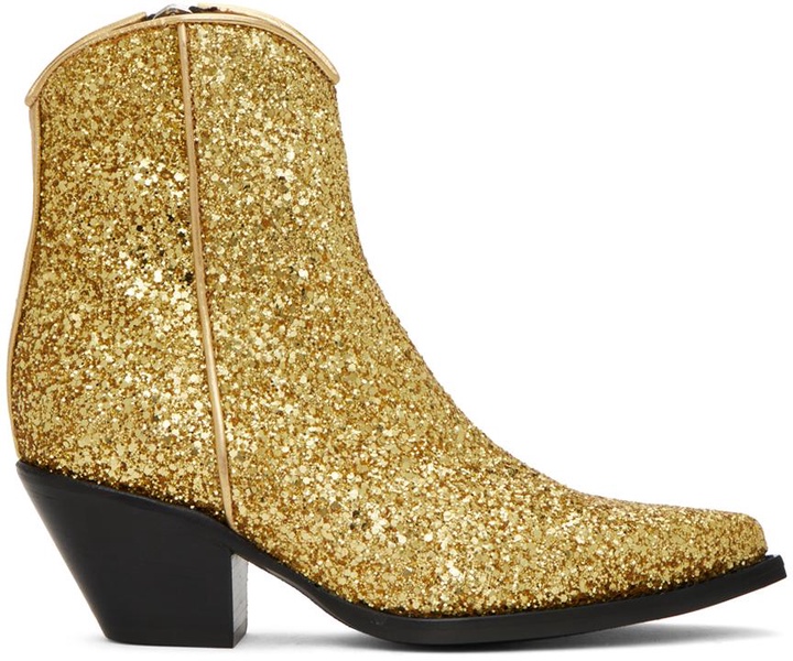 Gold Skinny Ankle Cowboy Boots