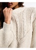 Object cable knit puff sleeve sweater in mottle beige melange