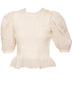 women's cole smocked ramie long sleeve blouse, cream