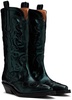 Green Metallic Mid Shaft Embroidered Western Boots