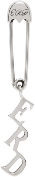 Silver ERD Charm Safety Pin Single Earring