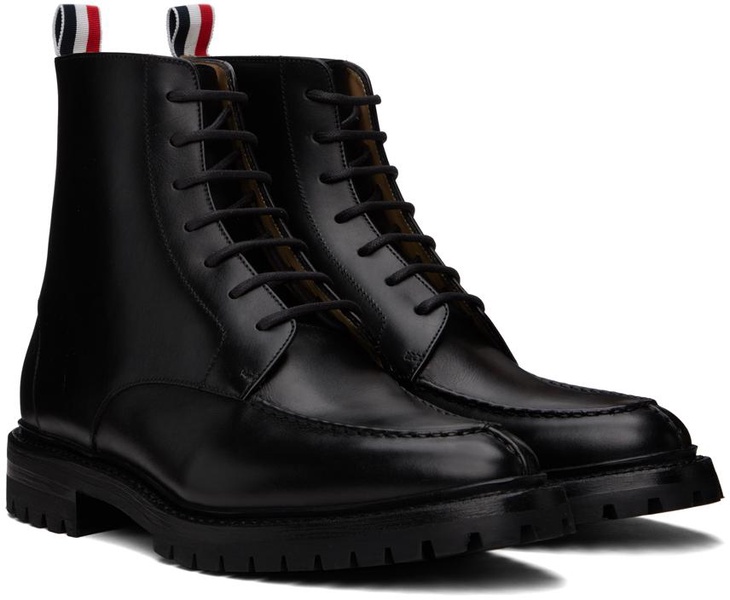 Black Commando Sole Apron Stitch Boots