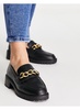 London Rebel chunky loafers with chain in black