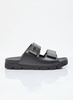 Prada Enamel-Triangle Slip-On Sandals