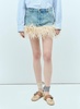 Miu Miu Women Feather-Trimmed Denim Mini Skirt