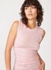 supima slub open back shirred top in chalk pink