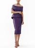 roll collar corset top and slim skirt in amethyst silk faille