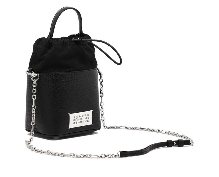 MAISON MARGIELA Jet Black 5AC Number Patch Bucket Handbag for Men