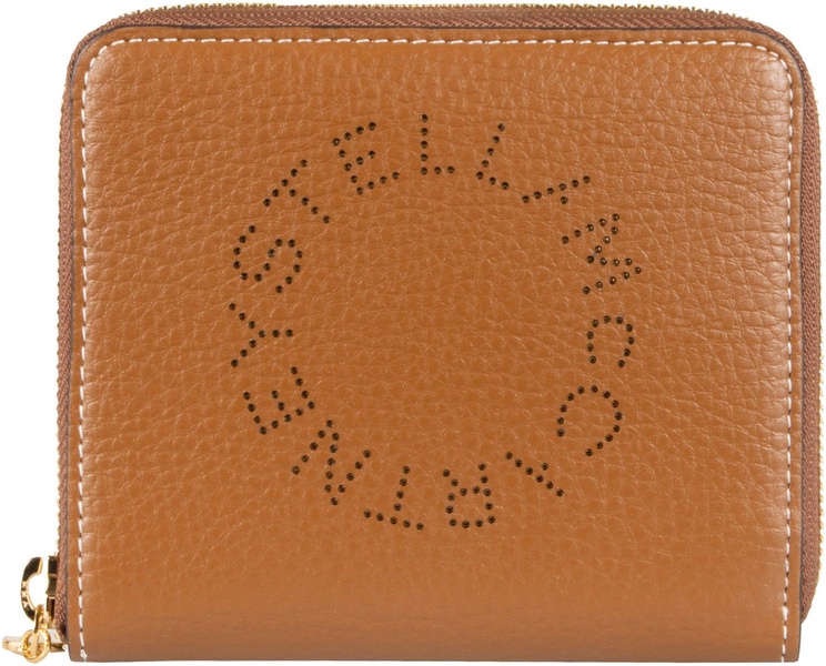 Stella McCartney Logo Grainy Studded Zipped Mini Wallet