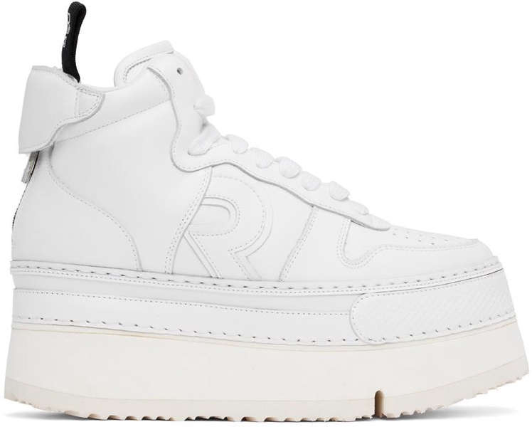 White Leather Riot High Top Sneakers