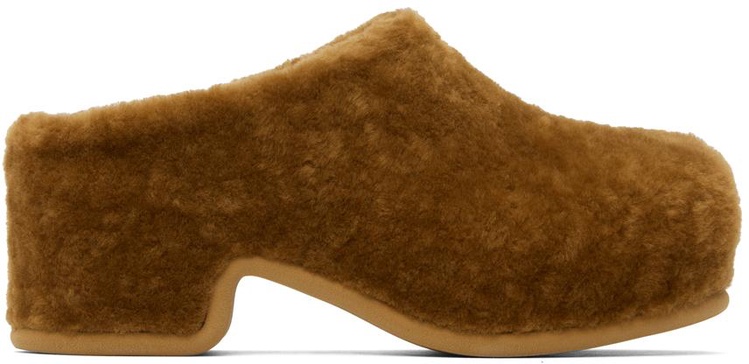 Tan Shearling Clogs