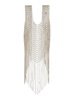 Silver-Tone Vest With Fringes In Metal Mesh Woman