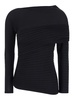 Black Asymmetric Top with Long Sleeves in Pleated Viscose Blend Woman