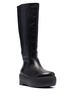 Black Slip-On Boots With Platform In Smooth Leather Woman