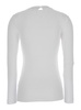 White Long-sleeve Top With Monile Detail In Ribbed Stretch Cotton Woman