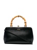 Black Mini Goji Handbag With Signature Bamboo Handles In Leather Woman