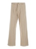 Beige Pants With Logo Patch In Denim Man