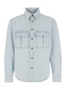 Light Blue Shirt With Chest Pockets And Logo Patch In Denim Man