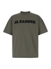 Green Crewneck T-shirt With Maxi Logo Lettering On The Front In Cotton Man