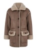 Brown Single-Breasted Shearling Jacket With Classic Wide Collar In Ecofur Woman