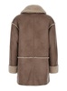 Brown Single-Breasted Shearling Jacket With Classic Wide Collar In Ecofur Woman