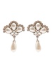 Silver-Colored Clip-On Crystal Earrings With Pendant Pearl In Hypoallergenic Brass Woman