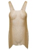 Gold-Tone Mini Dress With Shoulders Straps And Side Splits In Metal Mesh Woman