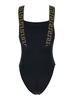 Black One-Piece Swimsuit With Greca Detail In Stretch Polyamide Woman