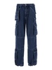 Blue Cargo Pants With Logo Patch In Denim Man