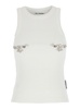 White Top With Crystals Decorations On The Front In Cotton Woman