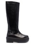 Black Slip-On Boots With Platform In Smooth Leather Woman