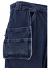 Blue Cargo Pants With Logo Patch In Denim Man