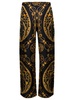 Black Loose Pants With All-Over Graphic Print In Silk Man