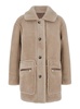 Brown Single-Breasted Shearling Jacket With Classic Wide Collar In Ecofur Woman