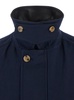 Blue Jacket With Leather Collar And Welt Chest Pockets In Cotton Man